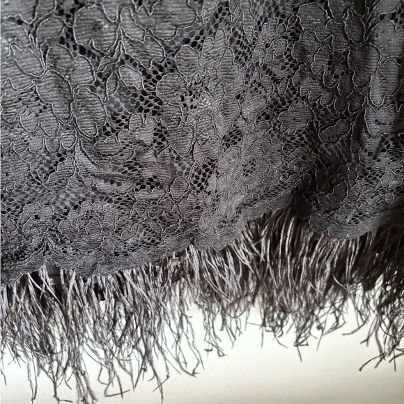 Quiet Luxury Nicole Miller Black Lace Dress with feather details in size 2 - Picture 3 of 10